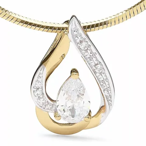 droppe zirkon hängen i 9 karat guld med rhodium