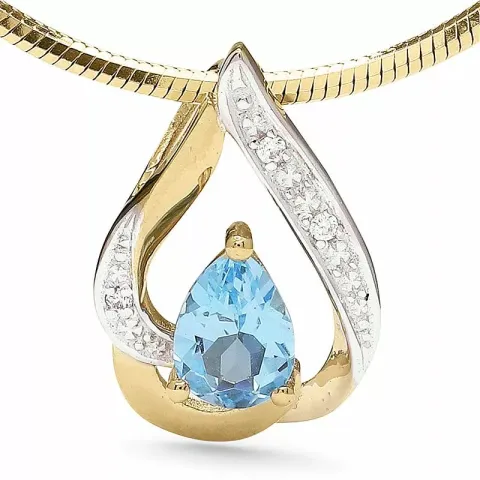 droppe topas hängen i 9 karat guld med rhodium