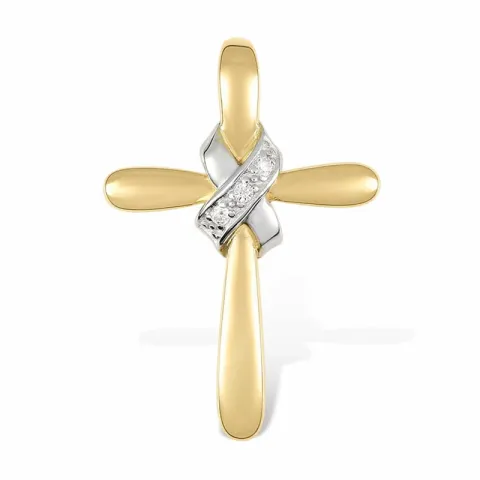 kors hängen i 9 karat guld med rhodium