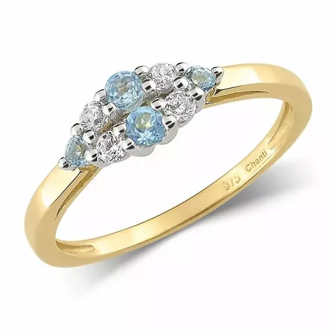 blå topas ring i 9 karat guld med rhodium