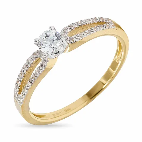 Elegant vit zirkon ring i 9 karat guld med rhodium