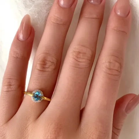 äkta oval topas ring i 9 karat guld med rhodium