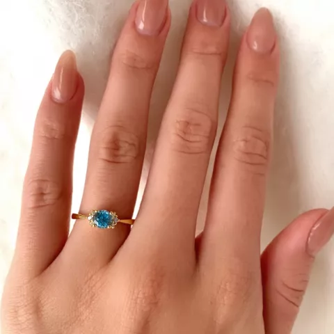 blå topas ring i 9 karat guld
