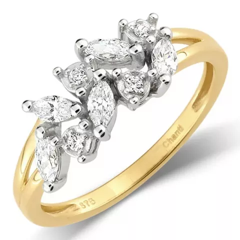elegant zirkon ring i 9 karat guld med rhodium