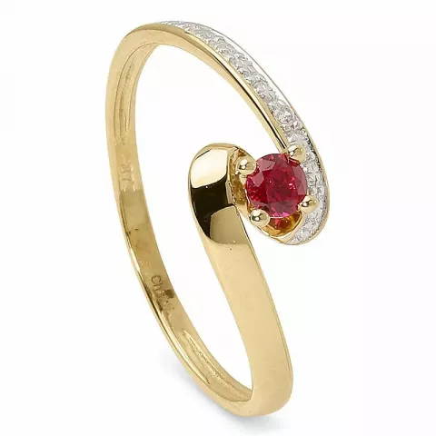 Elegant röd ring i 9 karat guld med rhodium