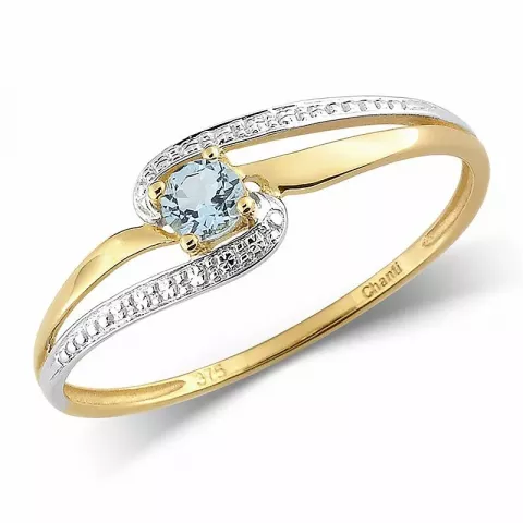 blå topas ring i 9 karat guld med rhodium