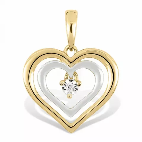 hjärta diamant hängen i 9 carat guld med rodium 0,012 ct