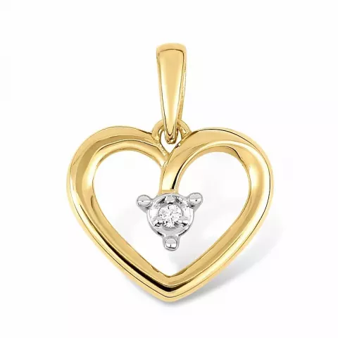hjärta diamant hängen i 9 carat guld med rodium 0,016 ct