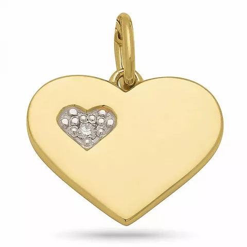 Hjärta diamant hängen i 9 carat guld med rodium 0,020 ct