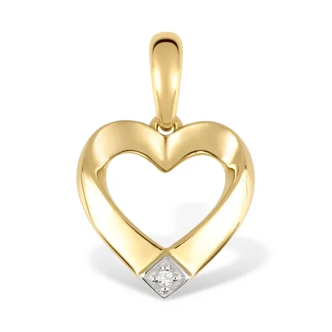 Elegant hjärta diamant hängen i 9 carat guld med rodium 0,010 ct