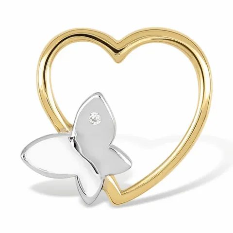 hjärta fjärilar hängen i 9 karat guld med rhodium