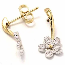 Blommor örhängen i 9 karat guld och vitguld med zirkoner
