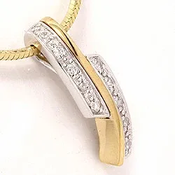 Fyrkantigt hängen i 9 karat guld och 9 karat vitguld