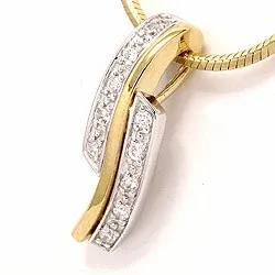 Fyrkantigt hängen i 9 karat guld och 9 karat vitguld