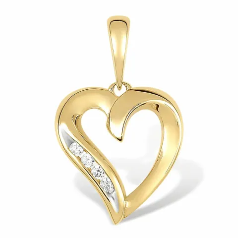 äkta hjärta hängen i 8 karat guld med rhodium