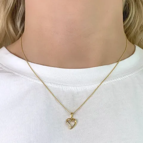 äkta hjärta hängen i 8 karat guld med rhodium