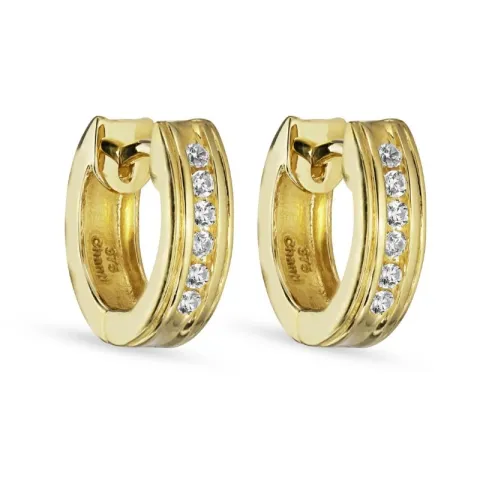 11 mm creol i 9 karat guld med zirkon