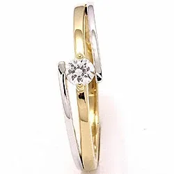 äkta  ring i 9 karat guld och vitguld