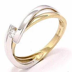 Zirkon ring i 8 karat guld med 8 karat vitguld