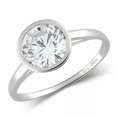 Rund ring i 9 karat vitguld