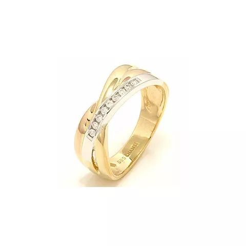 abstrakt diamant ring i 14  karat gul-, vit- och rödguld 0,09 ct