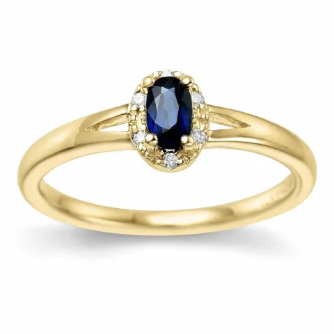 Safir ring i 14  karat guld 0,03 ct 0,35 ct