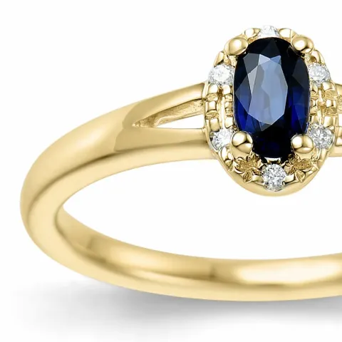 Safir ring i 14  karat guld 0,03 ct 0,35 ct