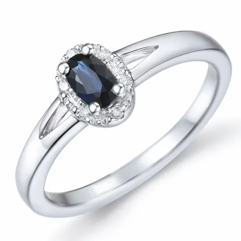 safir diamantring i 14  karat vitguld 0,03 ct 0,35 ct