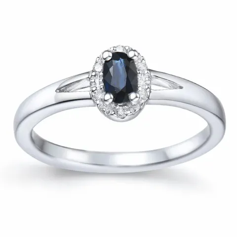 safir diamantring i 14  karat vitguld 0,03 ct 0,35 ct