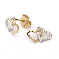 hjärteörhängen i 9 karat guld med rhodium med zirkon