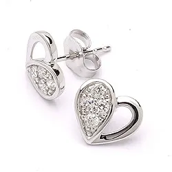 Hjärteörhängen i 9 karat vitguld med zirkoner