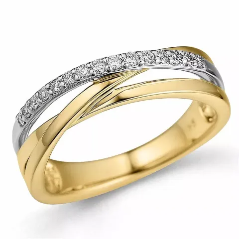 abstrakt diamant ring i 14 karat guld- och vitguld 0,16 ct