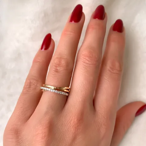 abstrakt diamant ring i 14 karat guld- och vitguld 0,16 ct