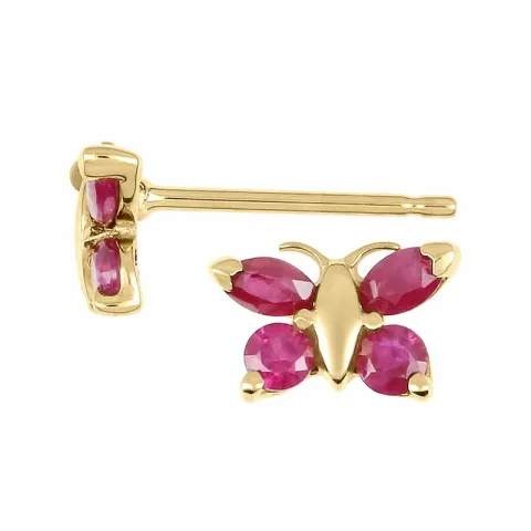 Fjärilar örhängen i 9 karat guld med rubiner