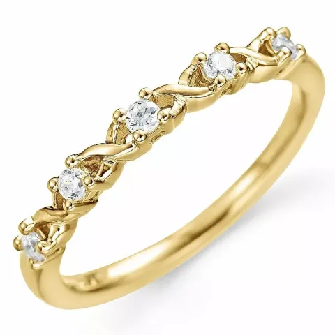 vit diamant guldring i 14  karat guld 0,14 ct