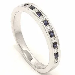 beställningsvare - safir diamantring i 14 karat vitguld 0,17 ct 0,24 ct