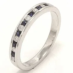 beställningsvare - safir diamantring i 14 karat vitguld 0,17 ct 0,24 ct
