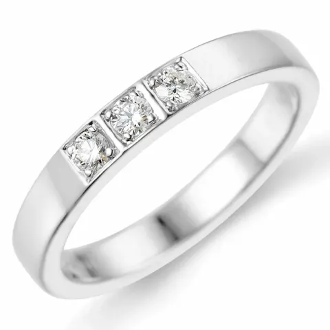 alliancring i 14 karat vitguld 3 x 0,05 ct