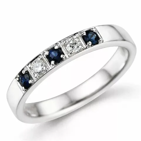 safir alliancring i 14 karat vitguld 0,10 ct 0,24 ct