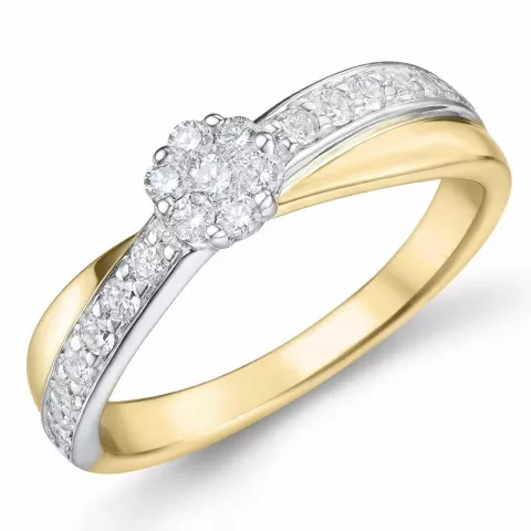 blommor diamant ring i 14  karat guld- och vitguld 0,35 ct