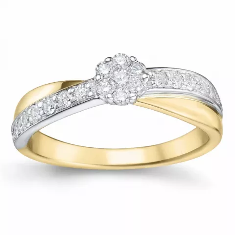 blommor diamant ring i 14  karat guld- och vitguld 0,35 ct
