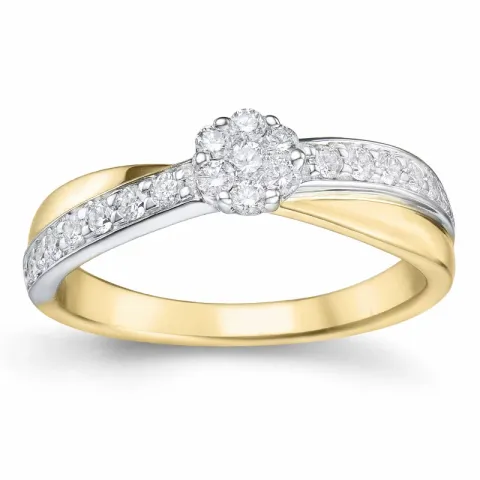 blommor diamant ring i 14 karat guld- och vitguld 0,35 ct
