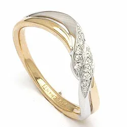 Diamantring i 14 karat guld- och vitguld 0,09 ct