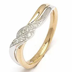 Diamantring i 14 karat guld- och vitguld 0,09 ct