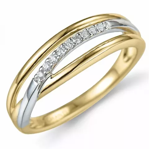 fingerring abstrakt diamant ring i 14  karat guld- och vitguld 0,07 ct