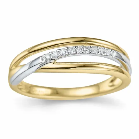 fingerring abstrakt diamant ring i 14  karat guld- och vitguld 0,07 ct