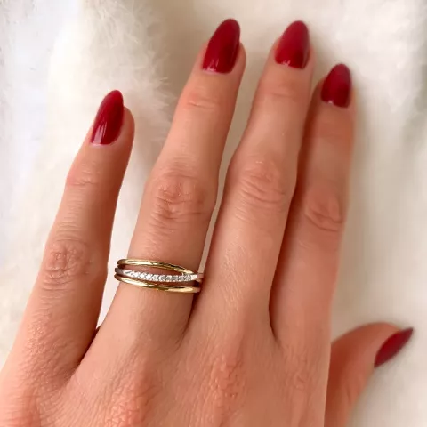 fingerring abstrakt diamant ring i 14  karat guld- och vitguld 0,07 ct
