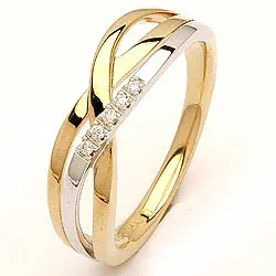 diamantring i 14 karat guld- och vitguld 0,03 ct