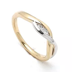 abstrakt diamant ring i 14  karat guld- och vitguld 0,04 ct
