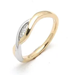 abstrakt diamant ring i 14  karat guld- och vitguld 0,04 ct